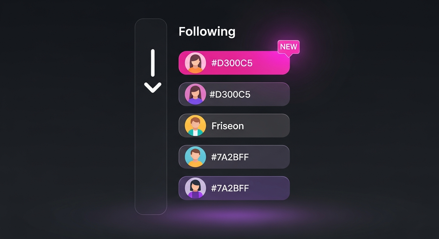 Instagram following list sorted by recency with the newest follows highlighted at the top